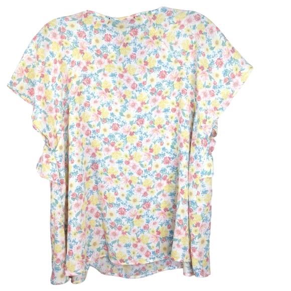 Lipslide Sleeveless Yellow Floral Tie Front Blouse L - Picture 2 of 7